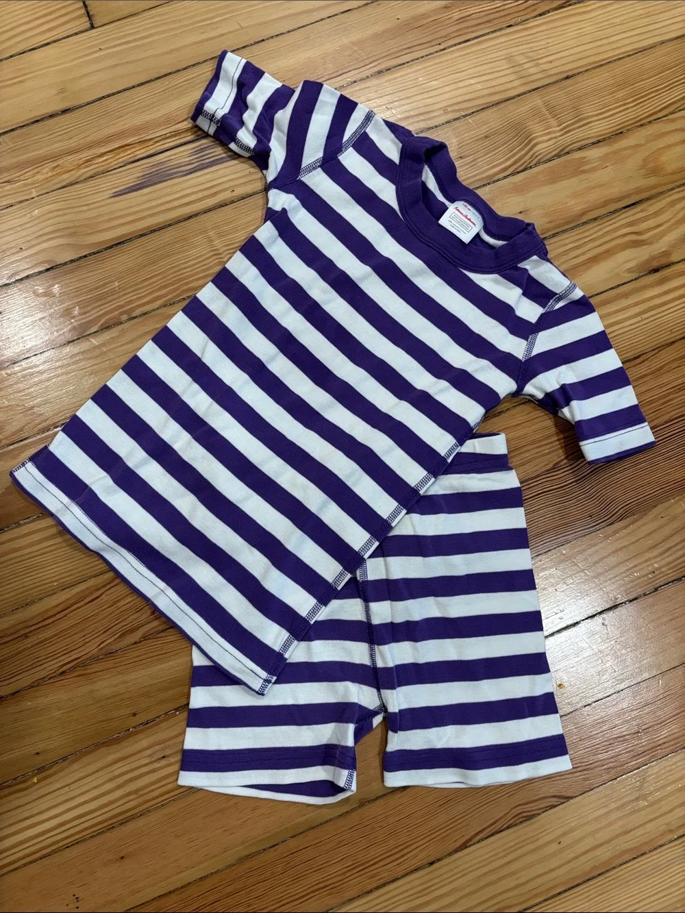 Hanna Andersson Purple and White Striped Kids Matching Set